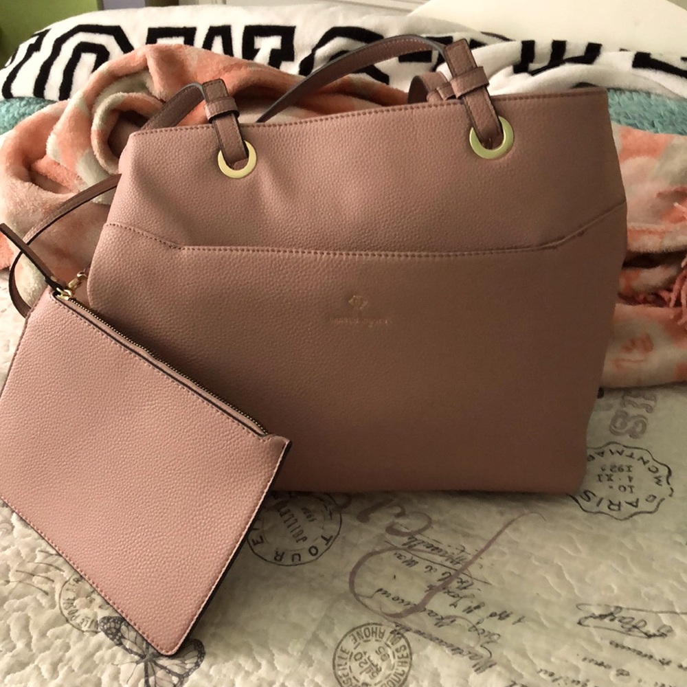 -mauve Nanette Lenore hand bag and wallet set